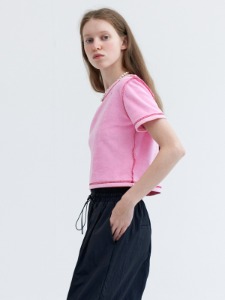 terry crop t-shirt [pink]