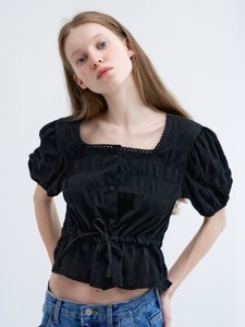 ribbon puff blouse [black/2차 입고]