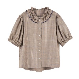 neck shirring blouse [beige]
